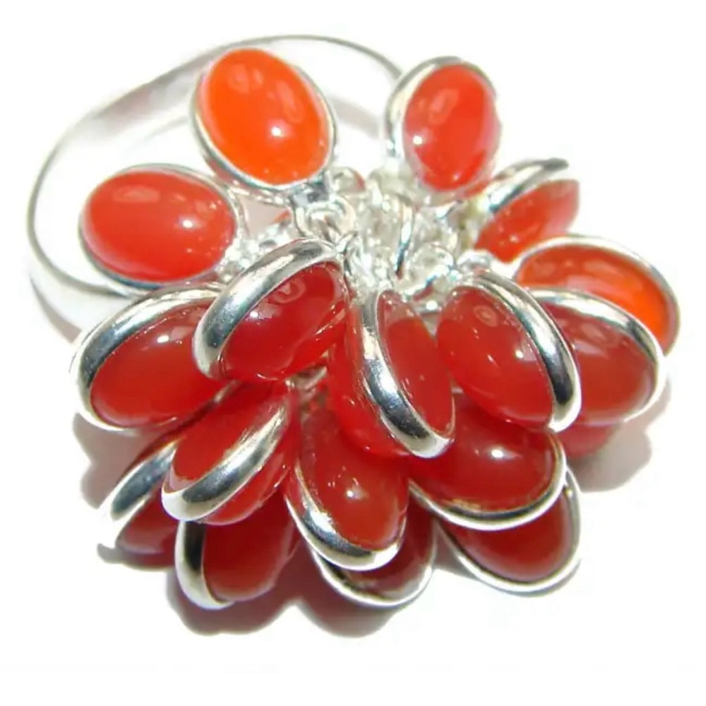 Carnelian 925 SS handmade cha cha ring size 6.5